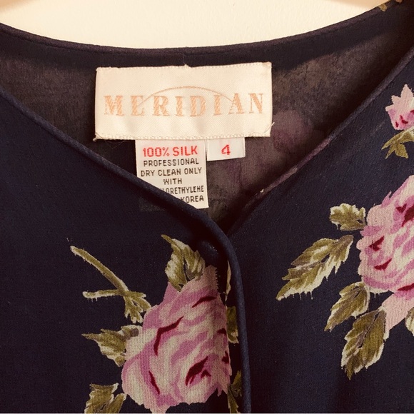 Meridian 100% Silk Top and Skirt Set Size 4 - Picture 5 of 9